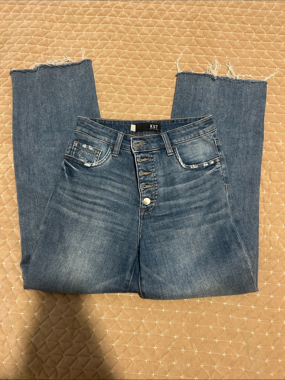 Kut from the Kloth Medium Blue High-Rise Wide Leg Jeans